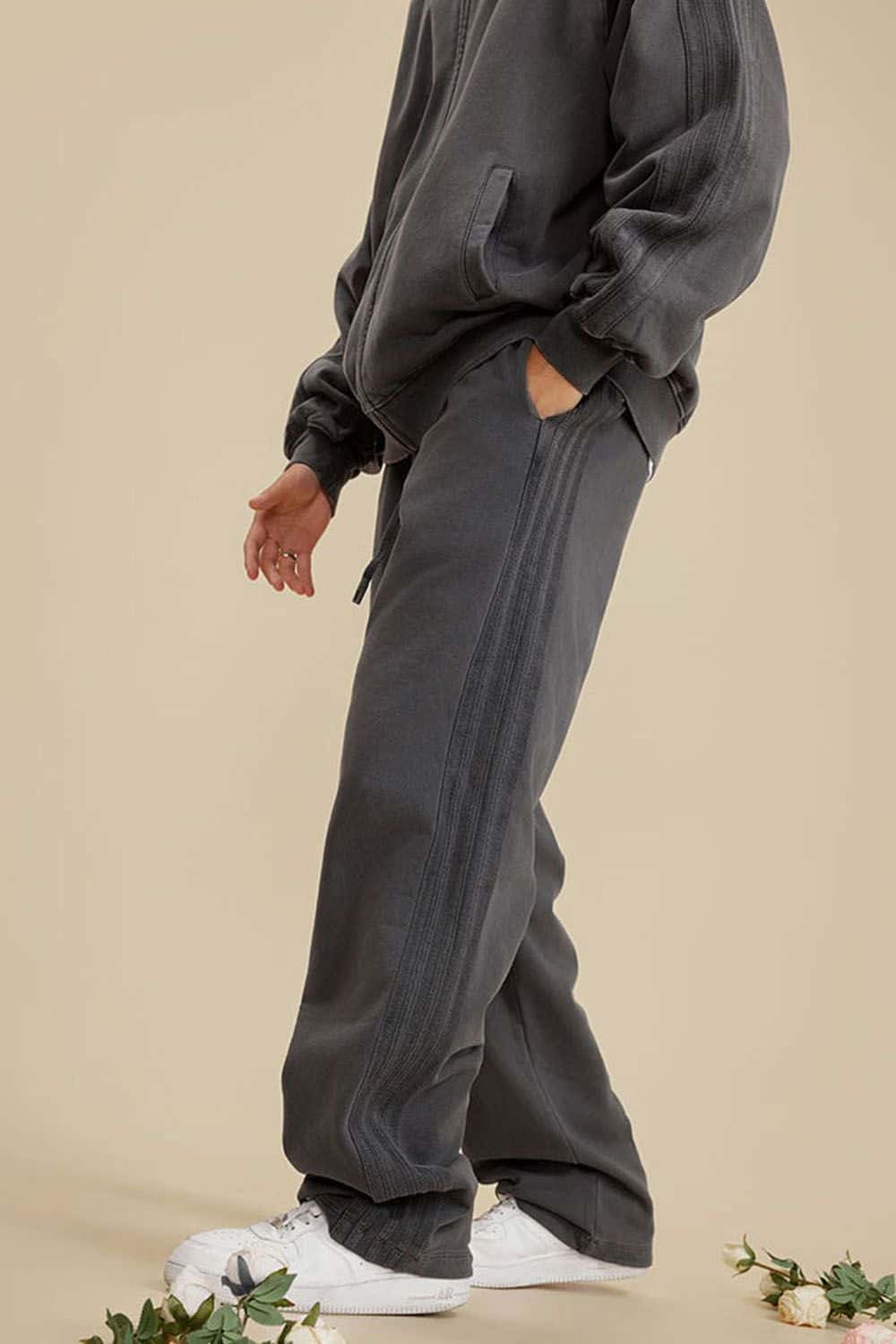Heavyweight 450g Water-Washed Straight-Leg Jogger Pants