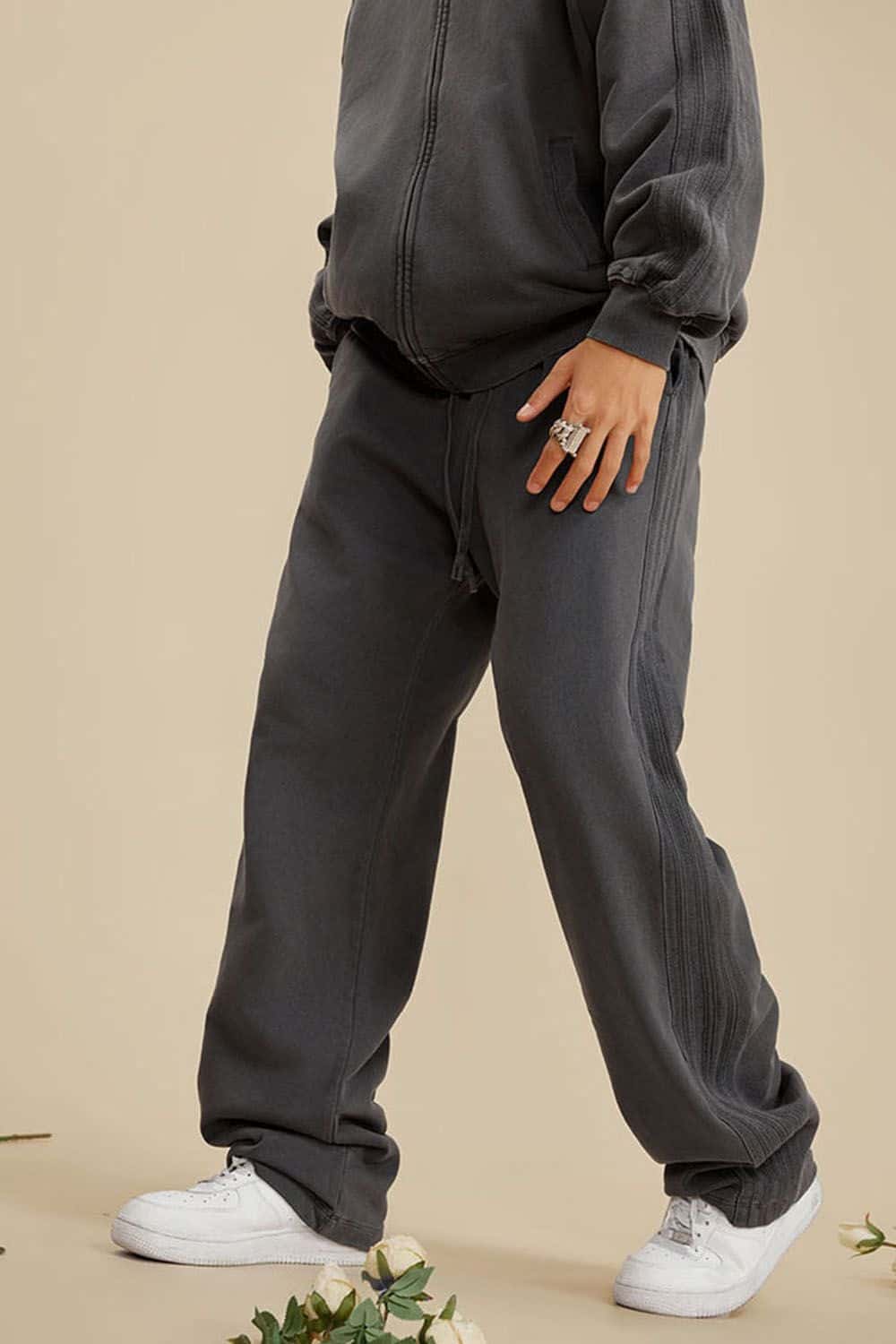Heavyweight 450g Water-Washed Straight-Leg Jogger Pants