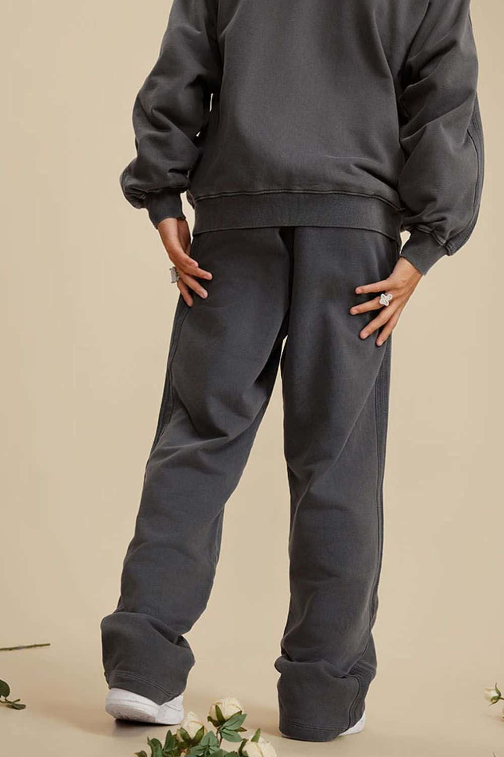 Heavyweight 450g Water-Washed Straight-Leg Jogger Pants