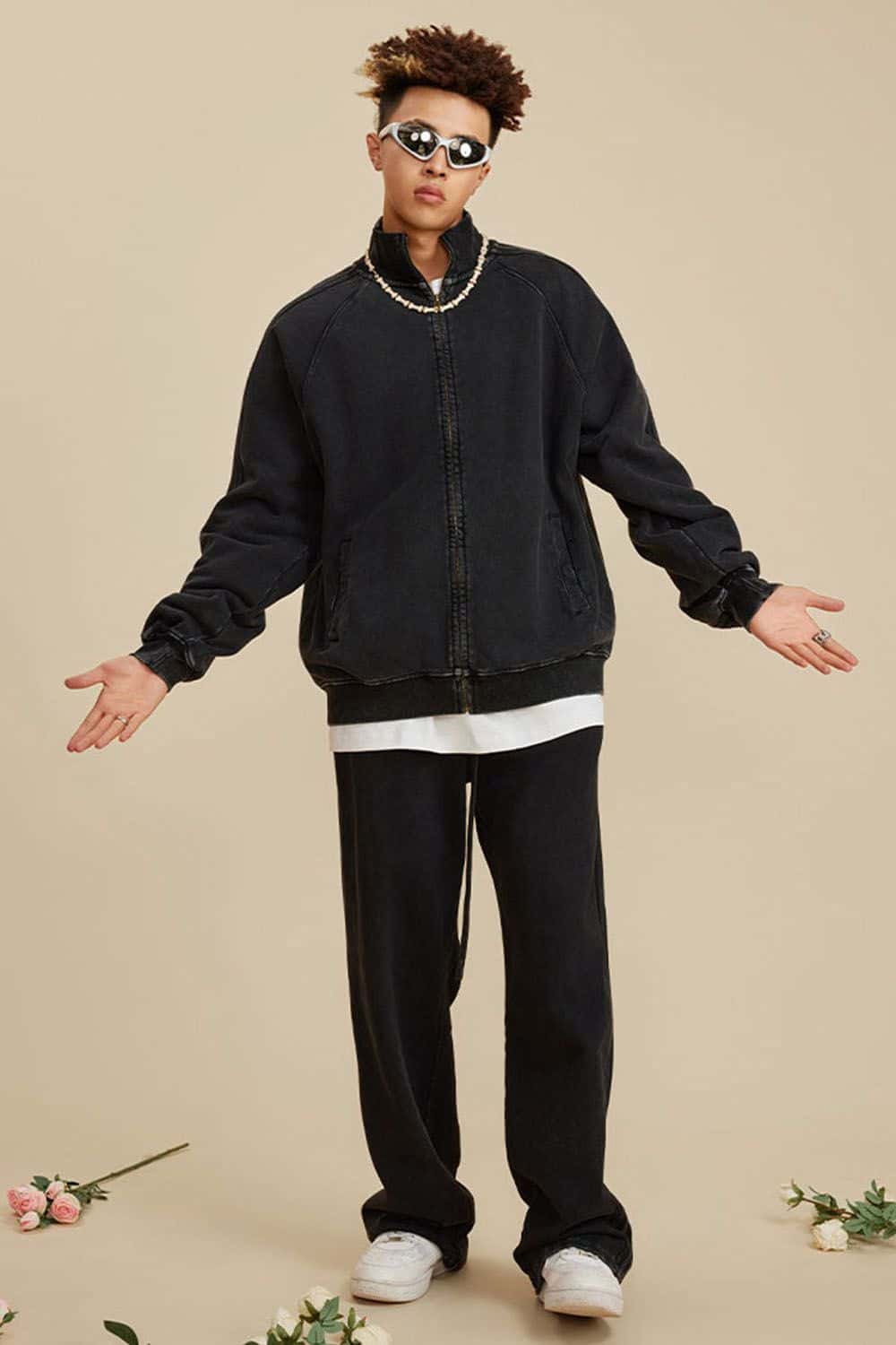 Heavyweight 450g Water-Washed Straight-Leg Jogger Pants