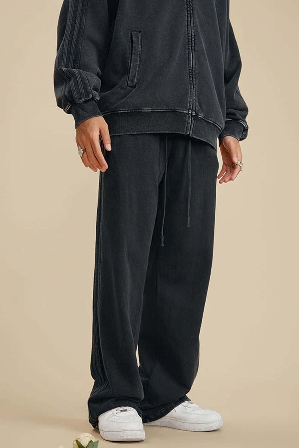 Heavyweight 450g Water-Washed Straight-Leg Jogger Pants