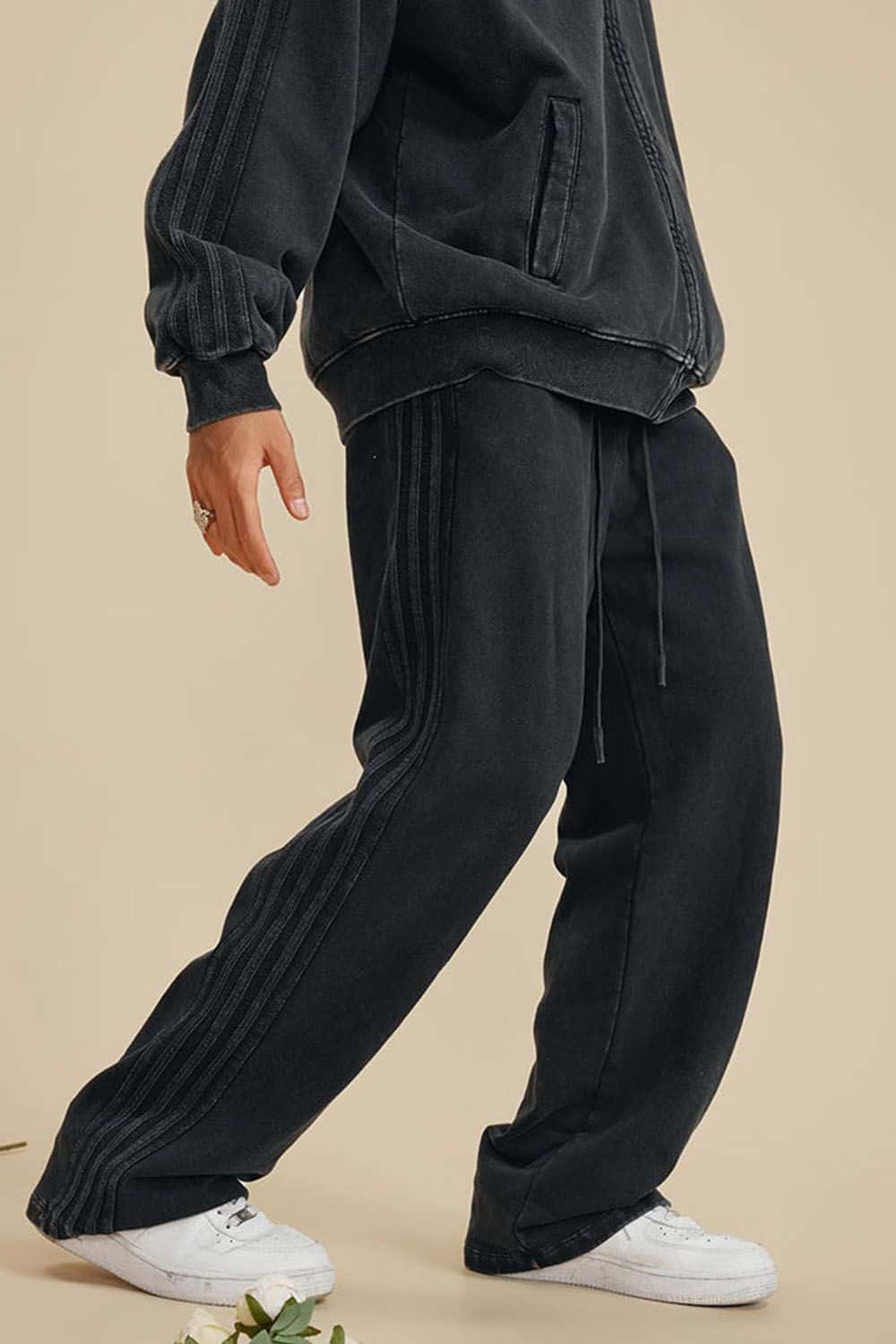 Heavyweight 450g Water-Washed Straight-Leg Jogger Pants