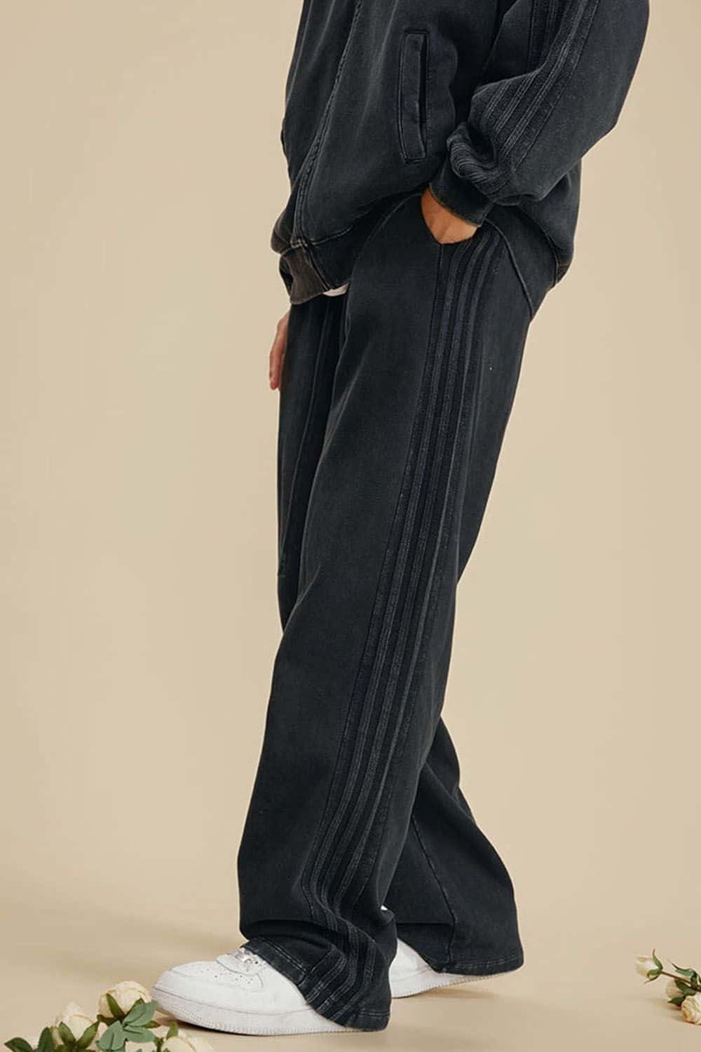 Heavyweight 450g Water-Washed Straight-Leg Jogger Pants