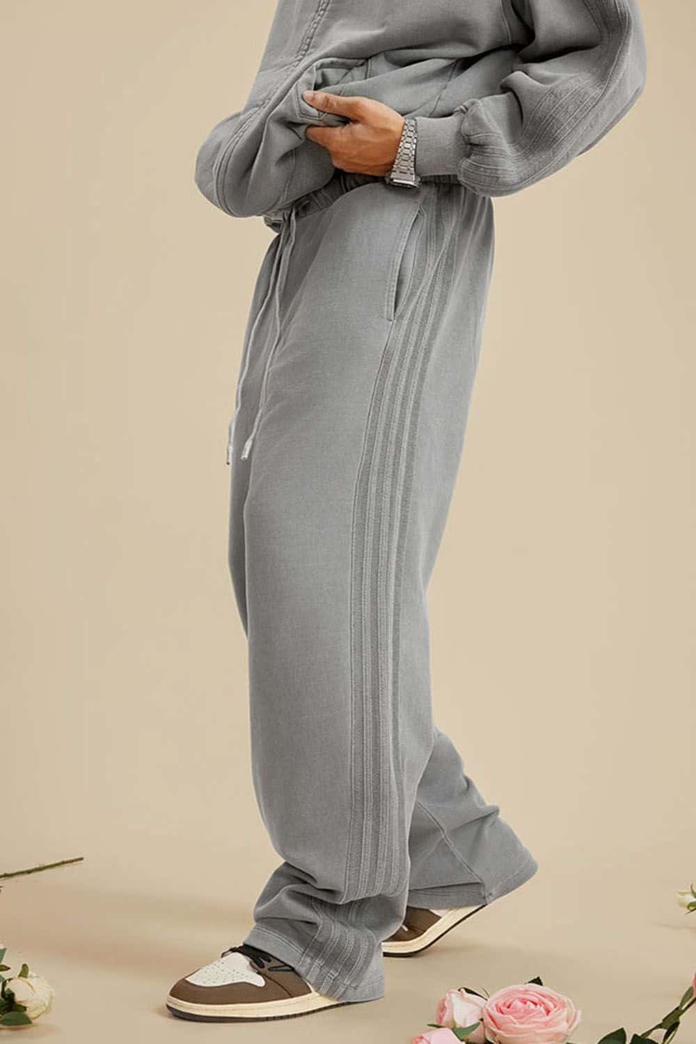 Heavyweight 450g Water-Washed Straight-Leg Jogger Pants