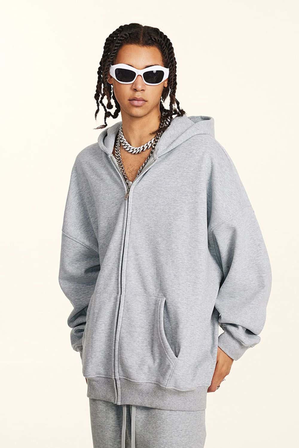 Heavyweight Fleece-Lined Hooded Zip-Up Sweatshirt