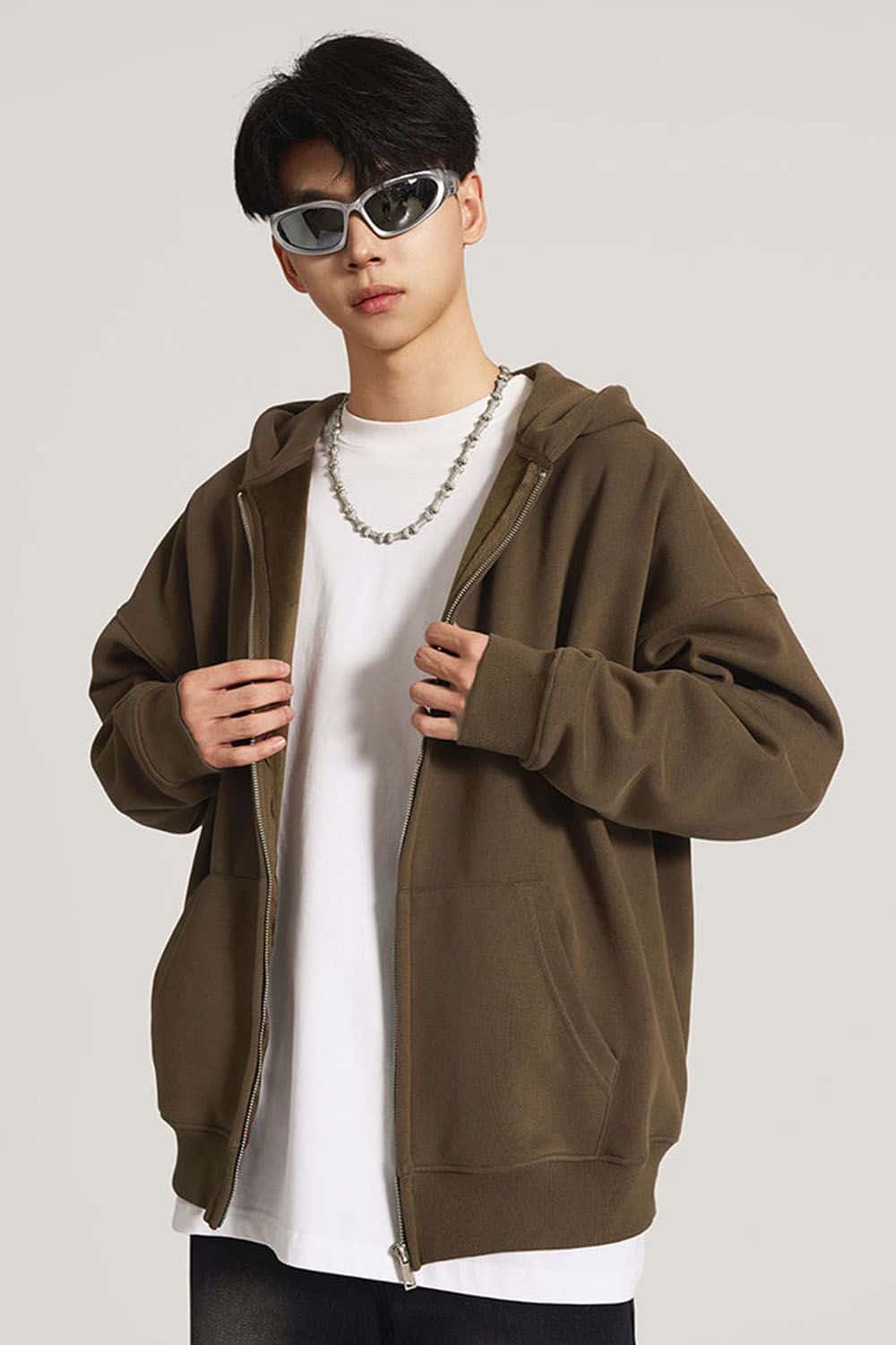 Heavyweight Fleece-Lined Hooded Zip-Up Sweatshirt