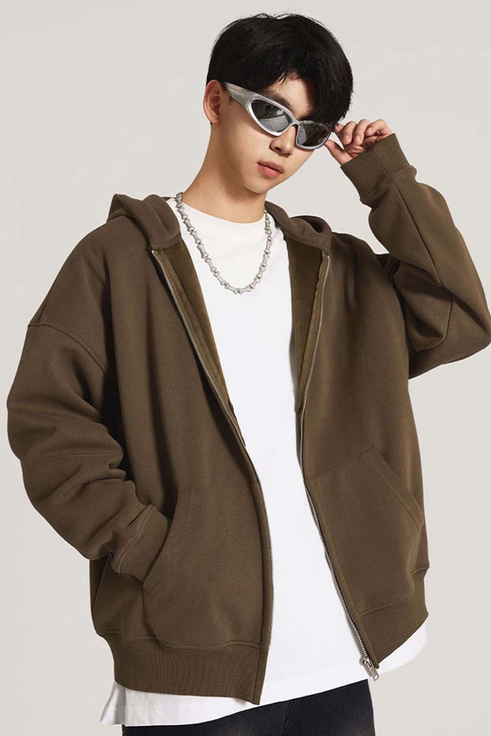 Heavyweight Fleece-Lined Hooded Zip-Up Sweatshirt