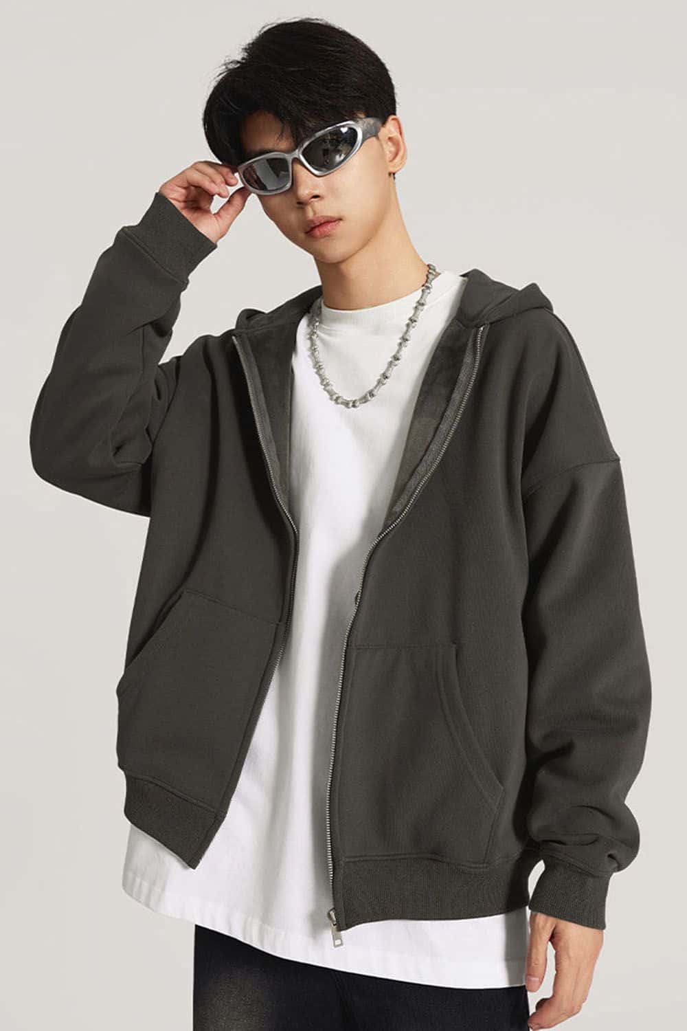 Heavyweight Fleece-Lined Hooded Zip-Up Sweatshirt