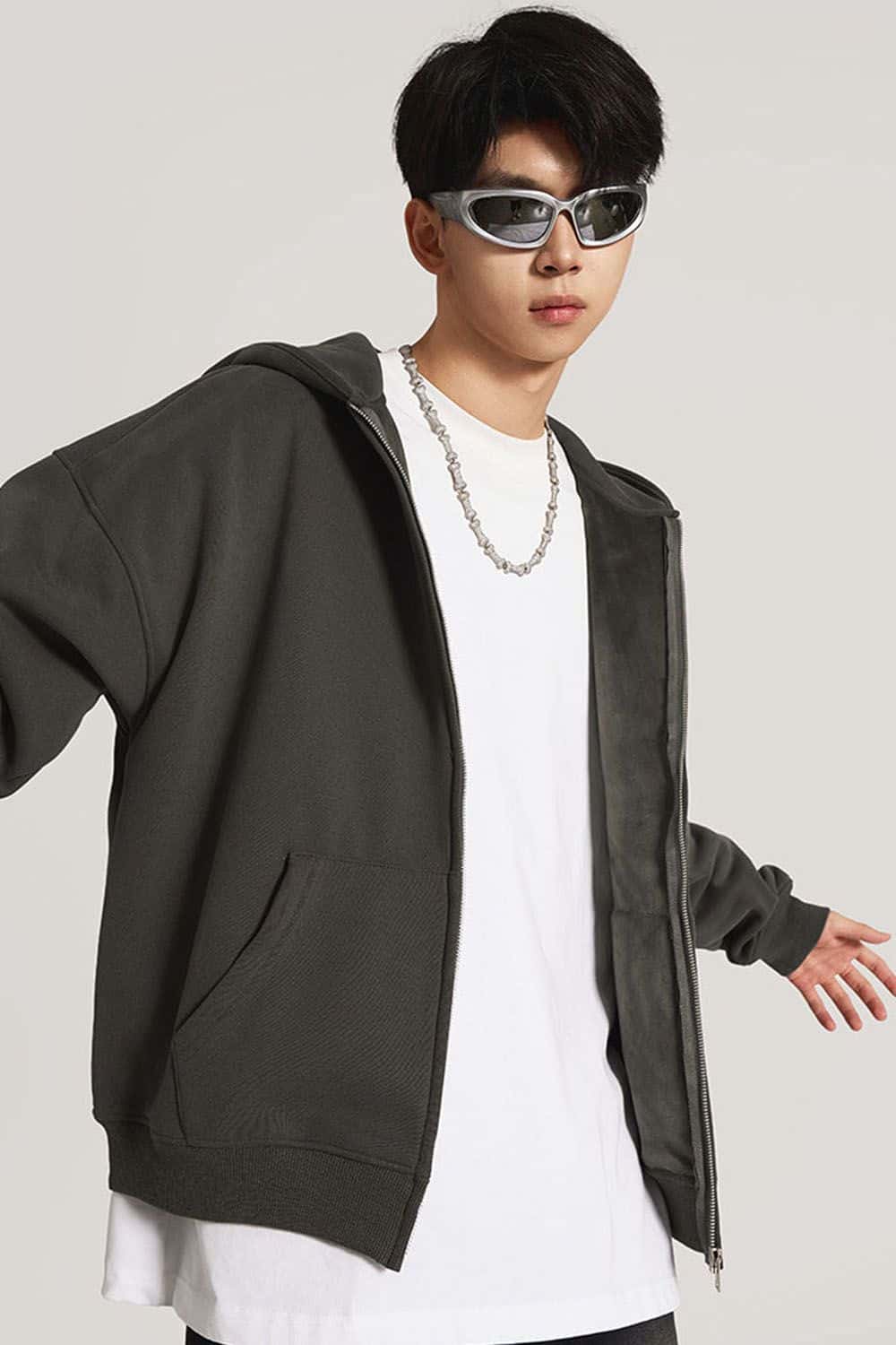 Heavyweight Fleece-Lined Hooded Zip-Up Sweatshirt