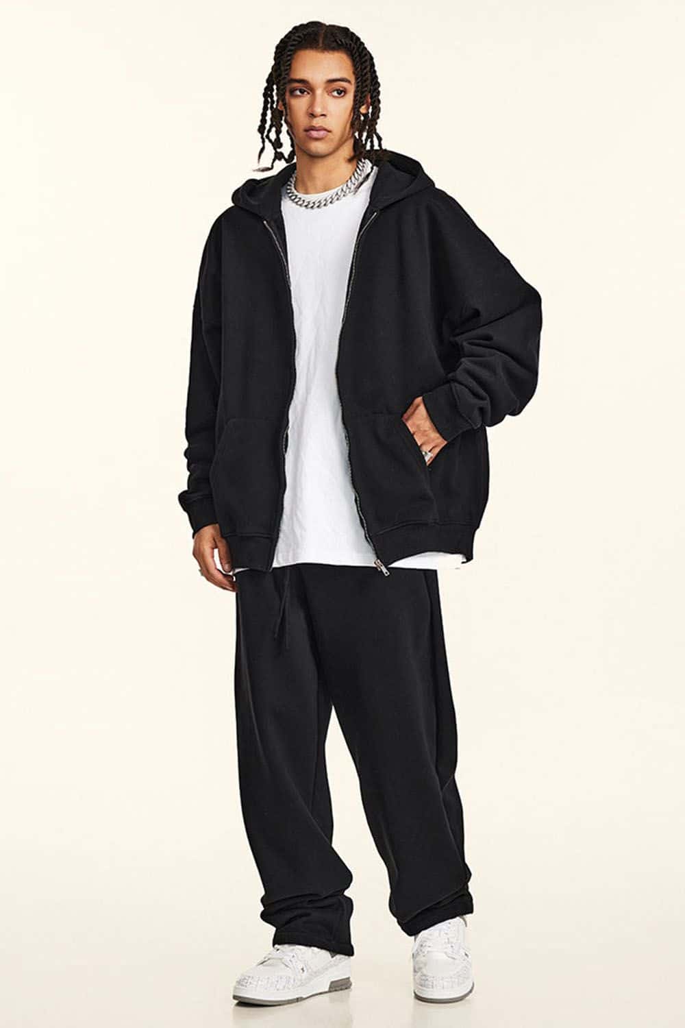 Heavyweight Fleece-Lined Hooded Zip-Up Sweatshirt