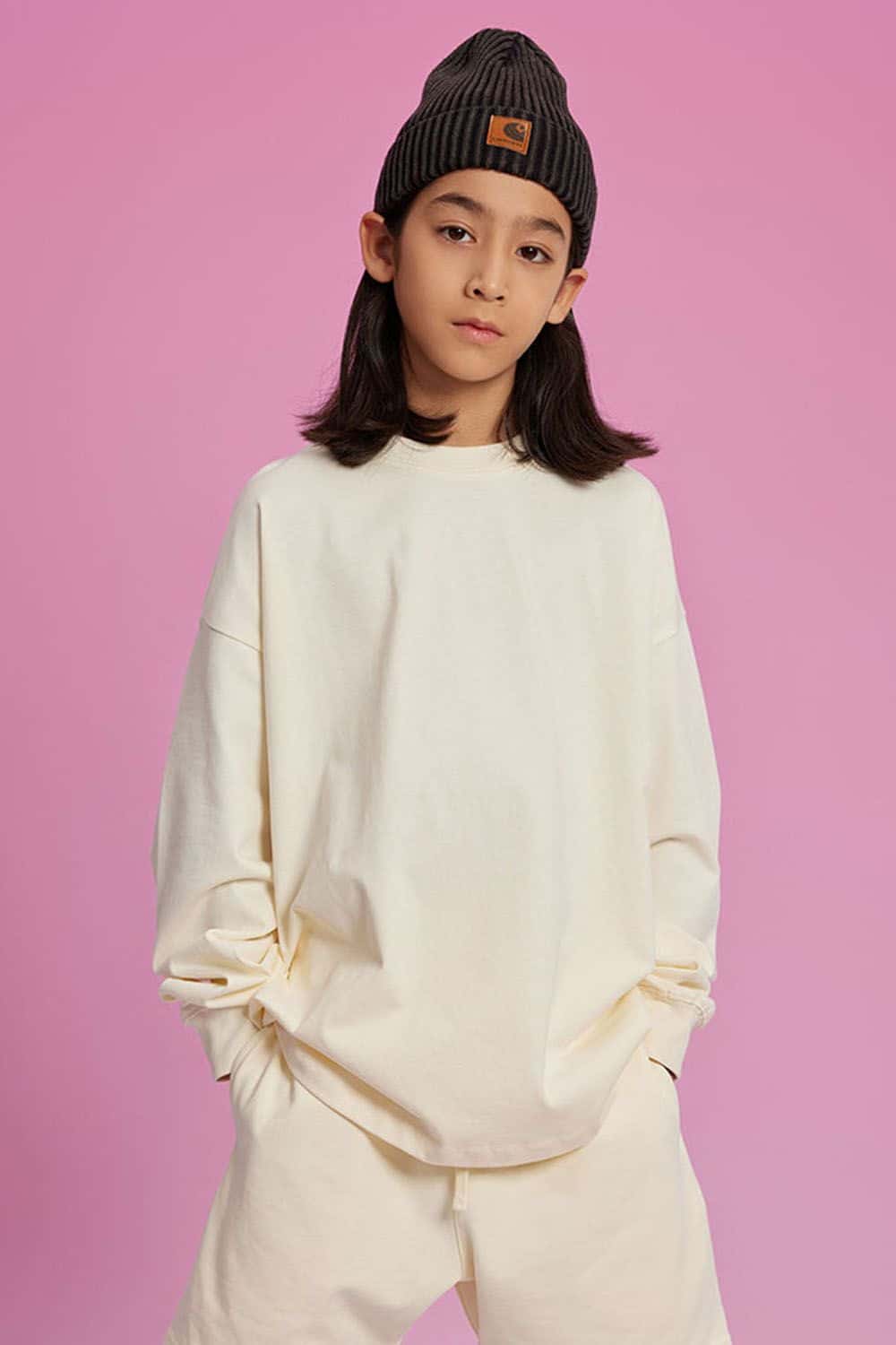 Kids' Heavyweight Cotton Long Sleeve Loose T-Shirt