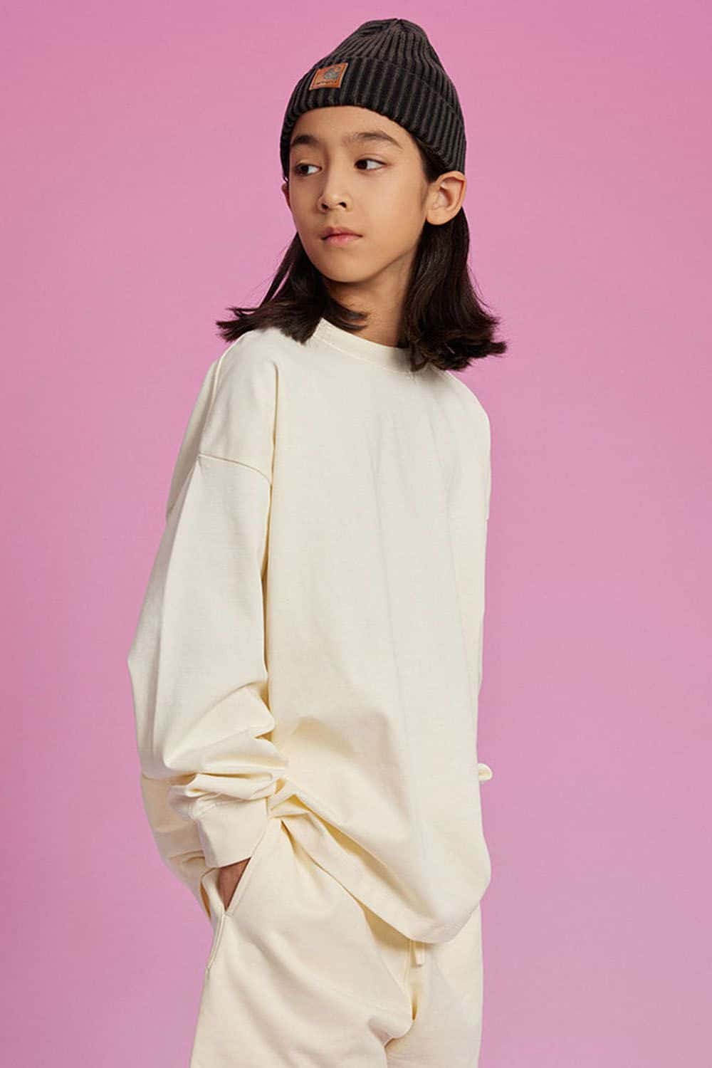 Kids' Heavyweight Cotton Long Sleeve Loose T-Shirt