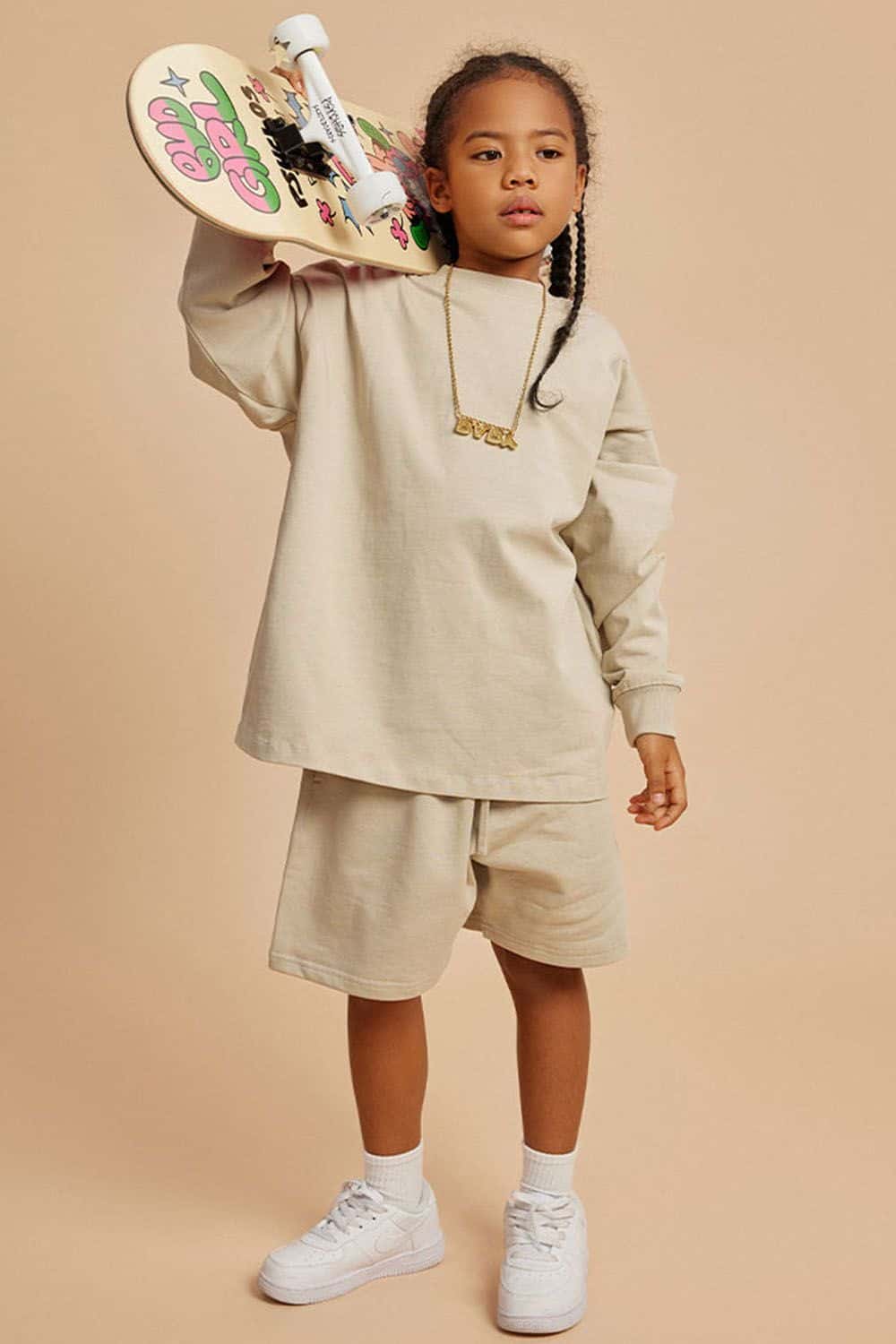 Kids' Heavyweight Cotton Long Sleeve Loose T-Shirt