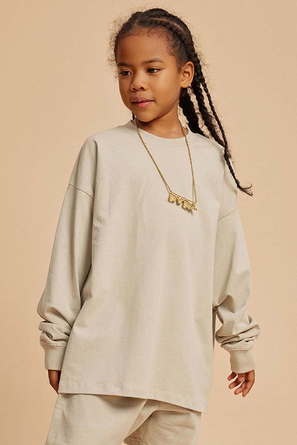 Kids' Heavyweight Cotton Long Sleeve Loose T-Shirt