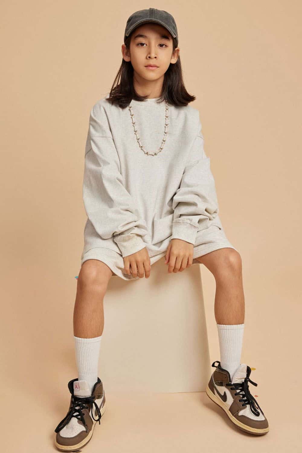 Kids' Heavyweight Cotton Long Sleeve Loose T-Shirt
