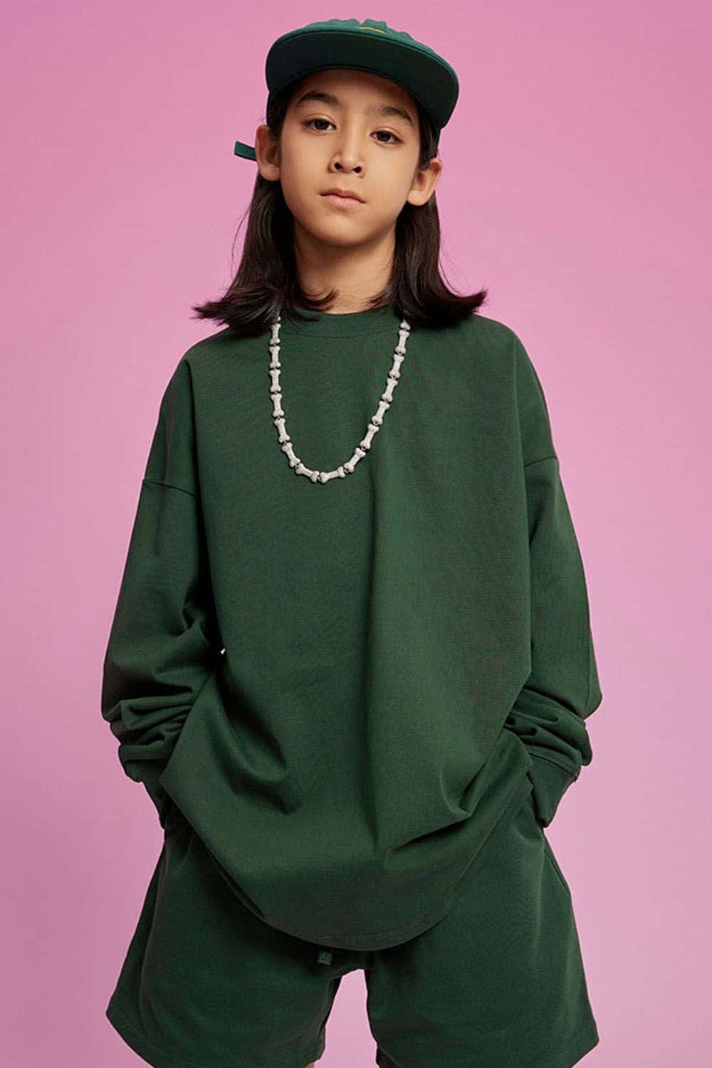 Kids' Heavyweight Cotton Long Sleeve Loose T-Shirt