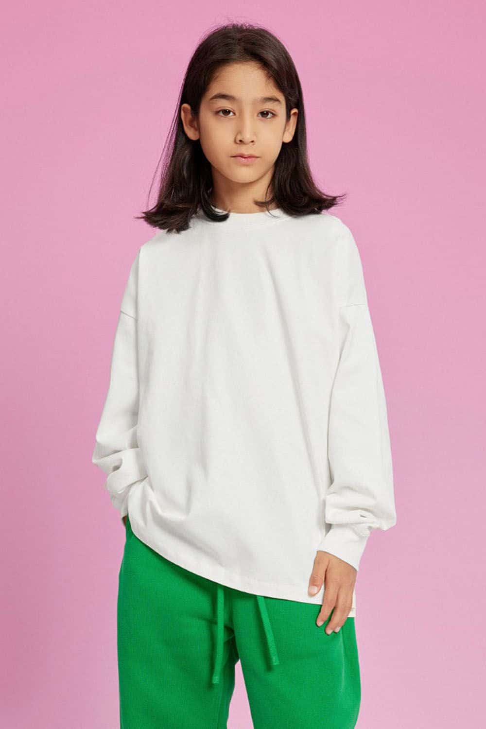 Kids' Heavyweight Cotton Long Sleeve Loose T-Shirt