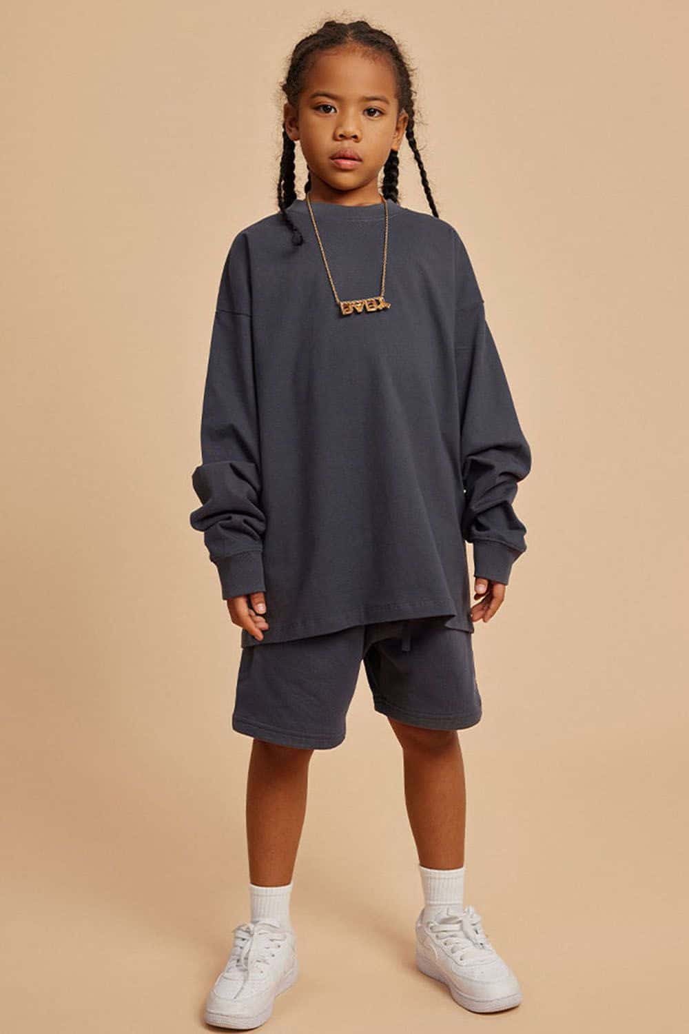 Kids' Heavyweight Cotton Long Sleeve Loose T-Shirt