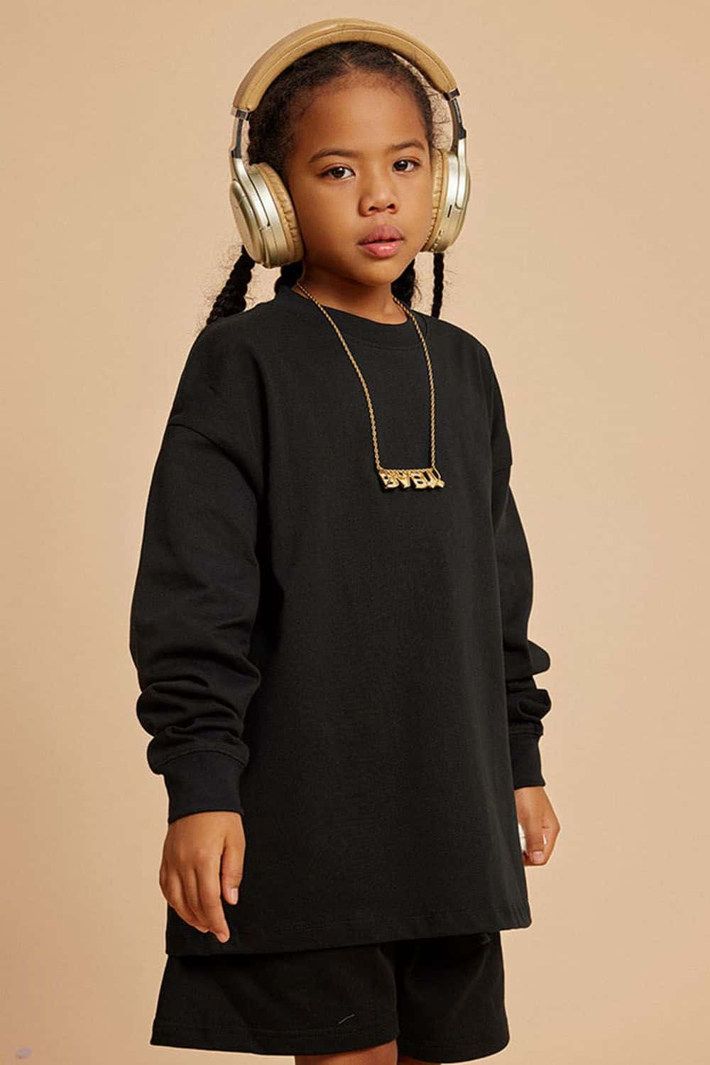 Kids' Heavyweight Cotton Long Sleeve Loose T-Shirt
