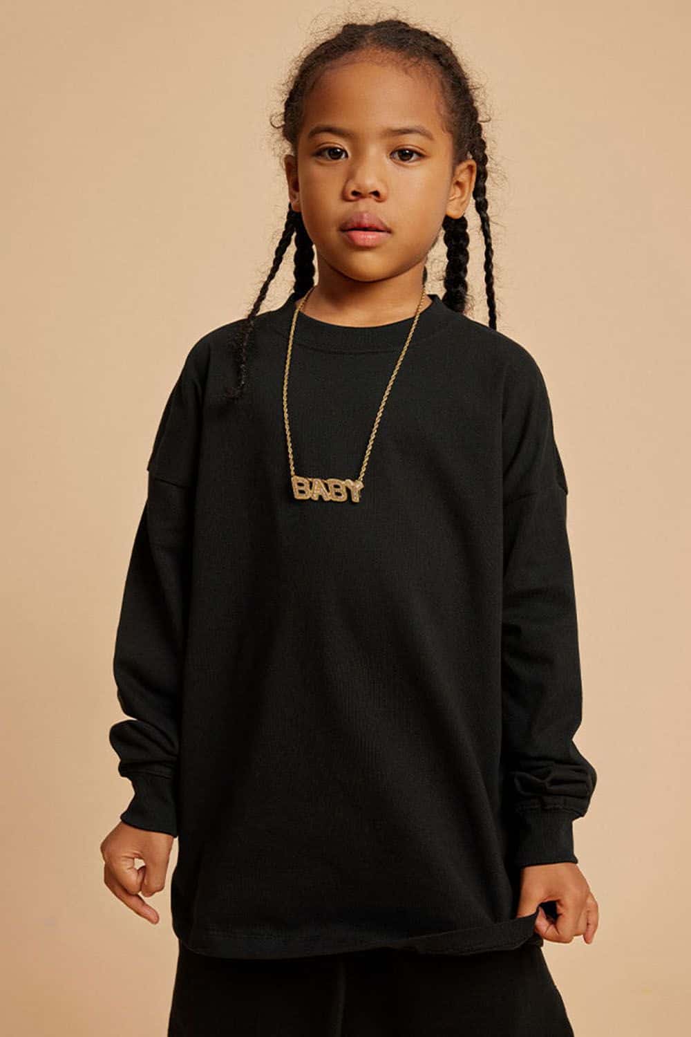 Kids' Heavyweight Cotton Long Sleeve Loose T-Shirt