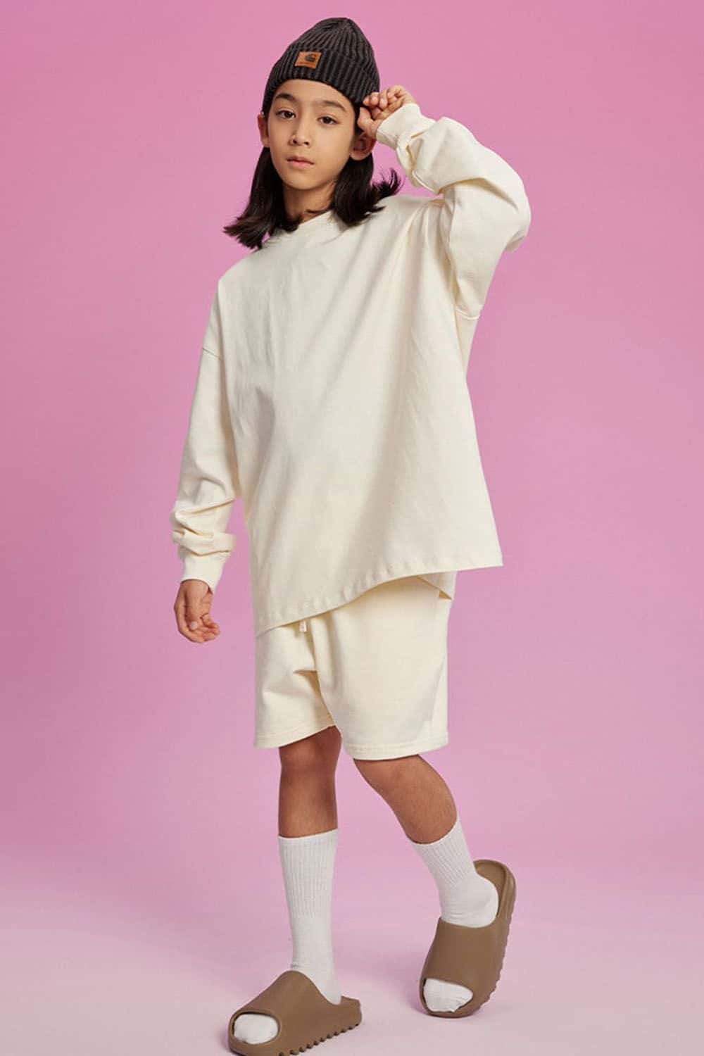 Kids' Heavyweight Cotton Long Sleeve Loose T-Shirt