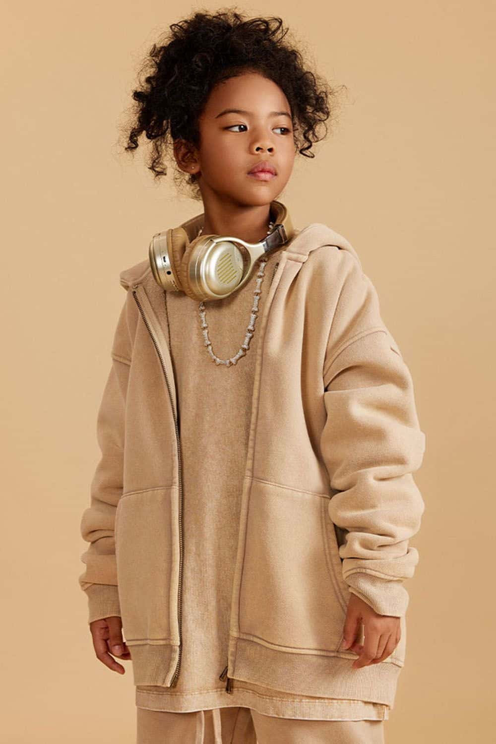 Kids' Washed Fleece-Lined Zip-Up Hoodie Jacket