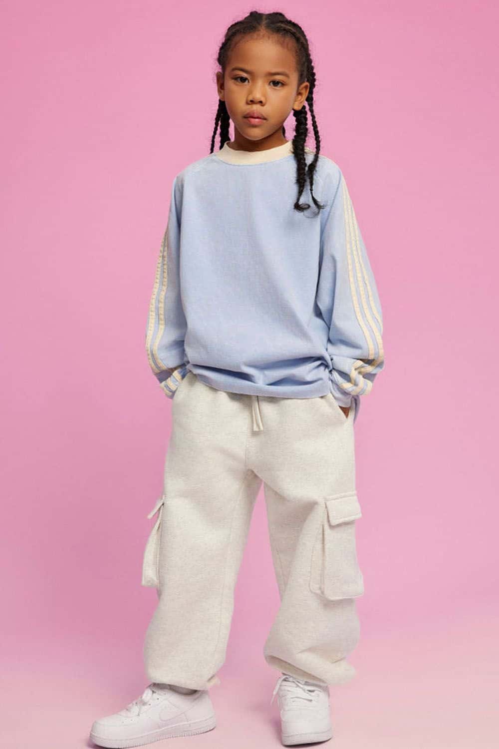 Kids' Sports Style Long-Sleeve Cotton T-Shirt with Drop Shoulder Design