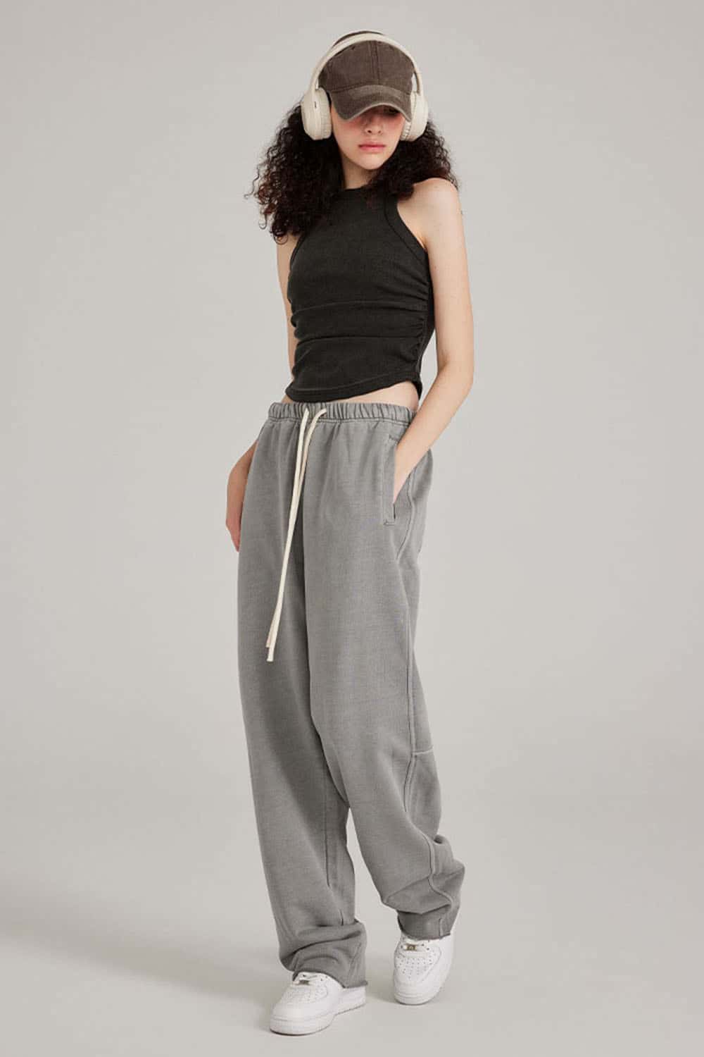 Women's Washed Short Tank Top with Pleated Detail