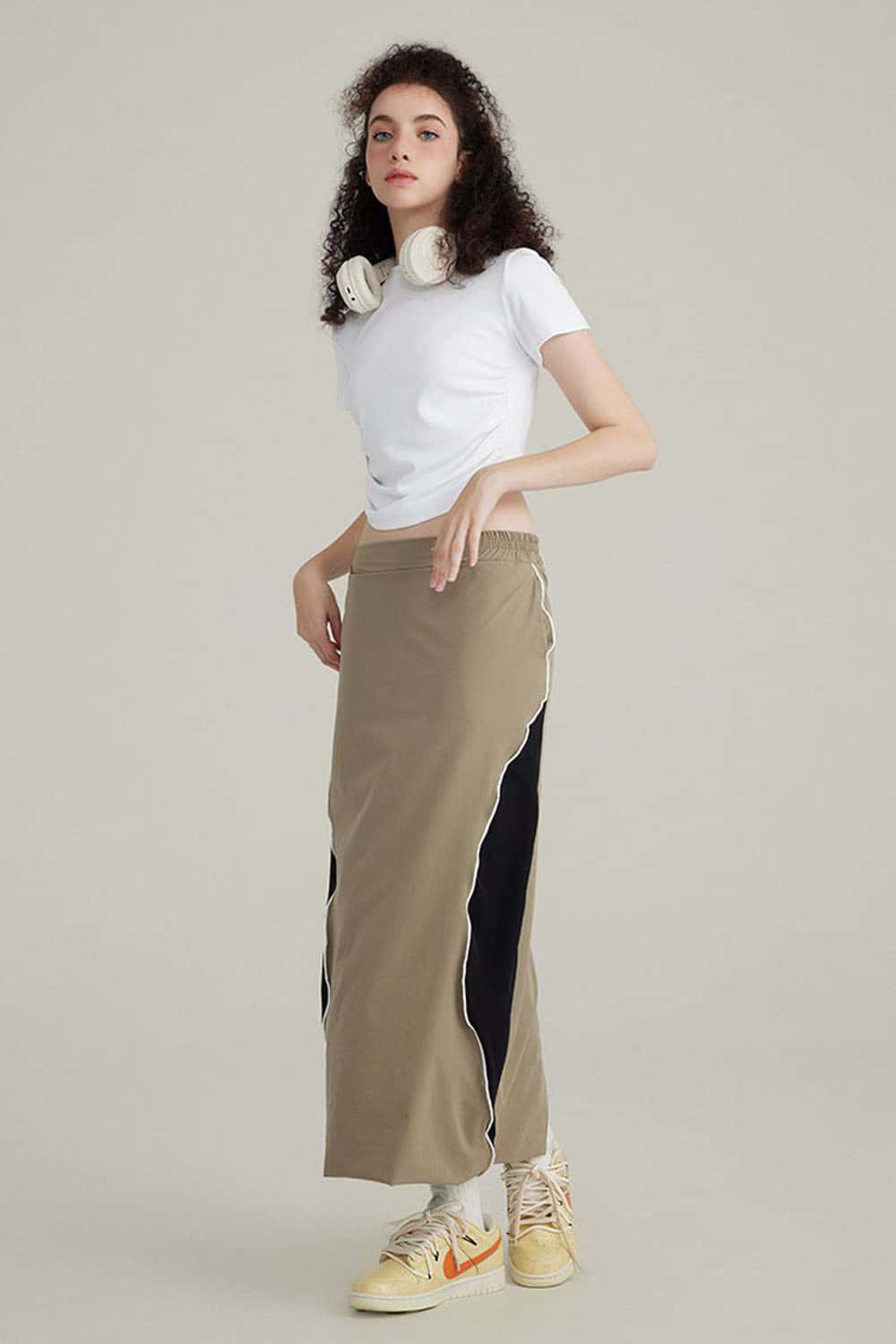 220G Side Pleated Waist-Cinching T-Shirt