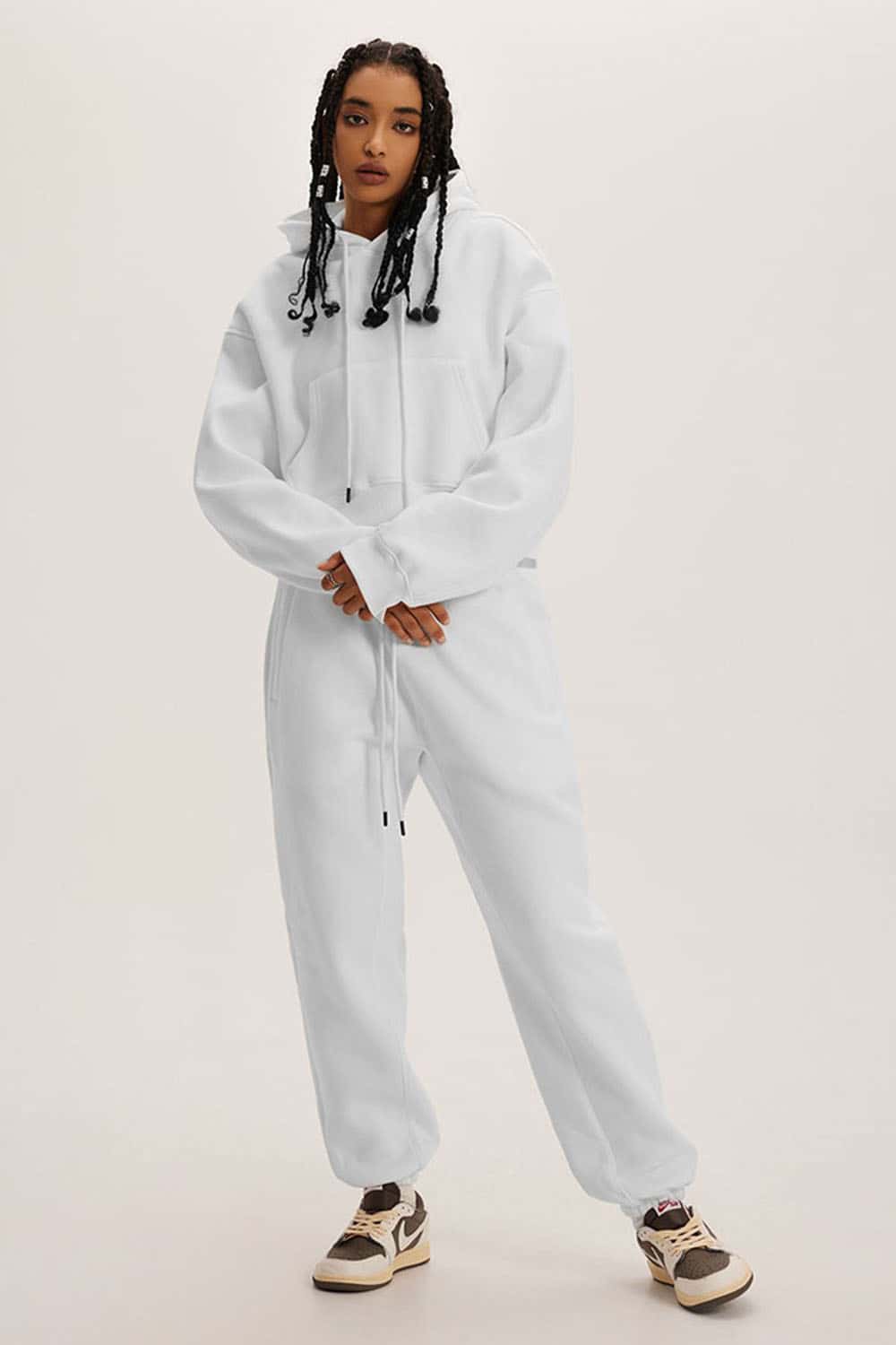 Retro Hooded Pullover Sweatshirt with Fleece Lining and Cropped Design