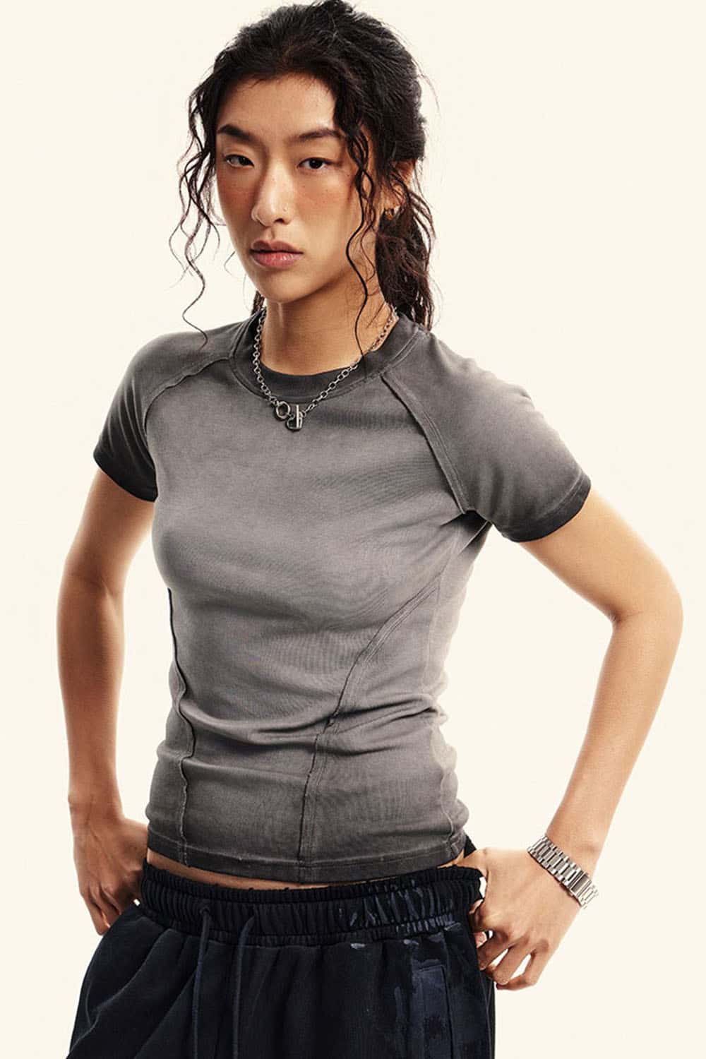 Women's Vintage Wash Gradient Short Sleeve T-Shirt