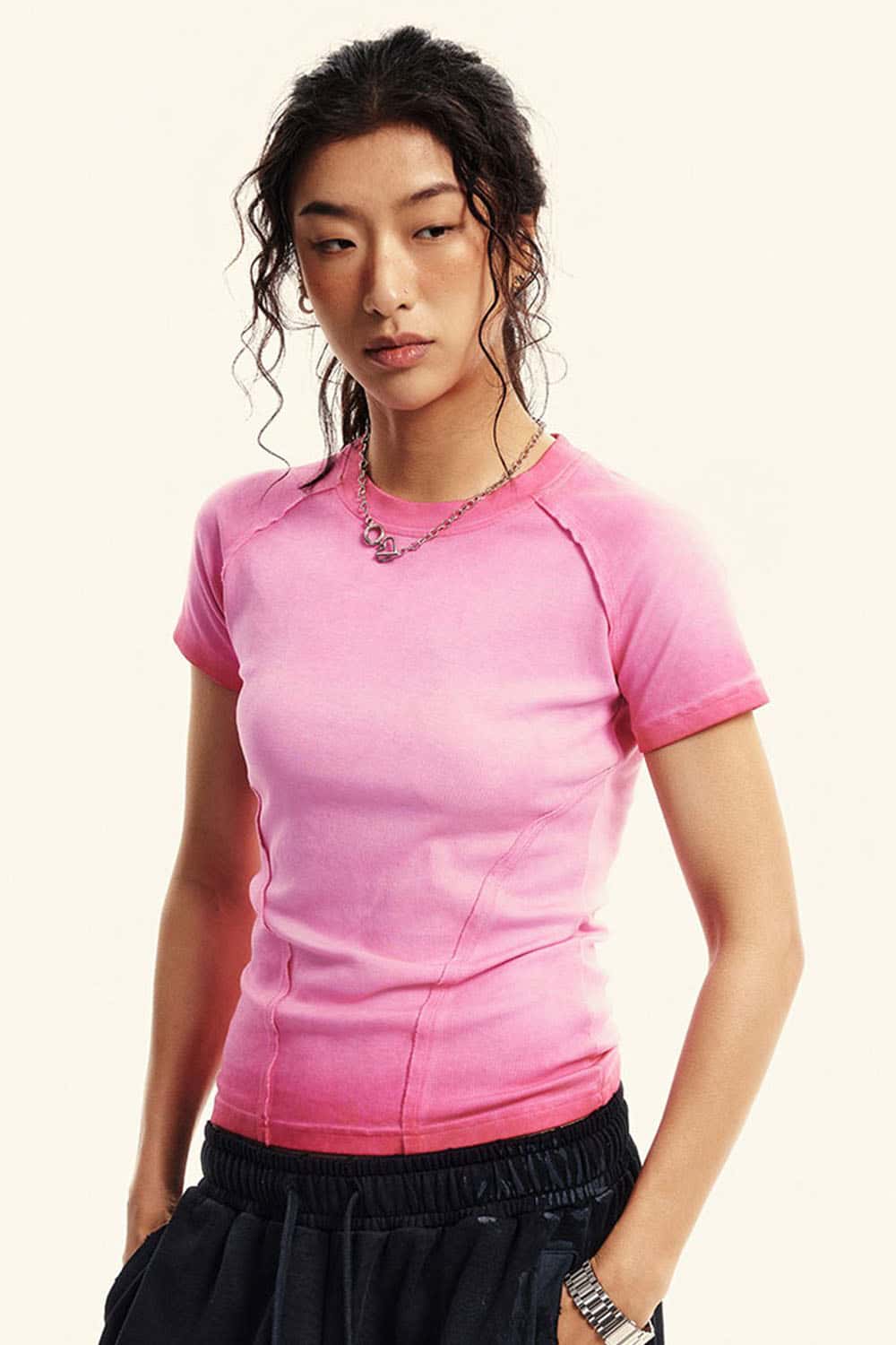 Women's Vintage Wash Gradient Short Sleeve T-Shirt