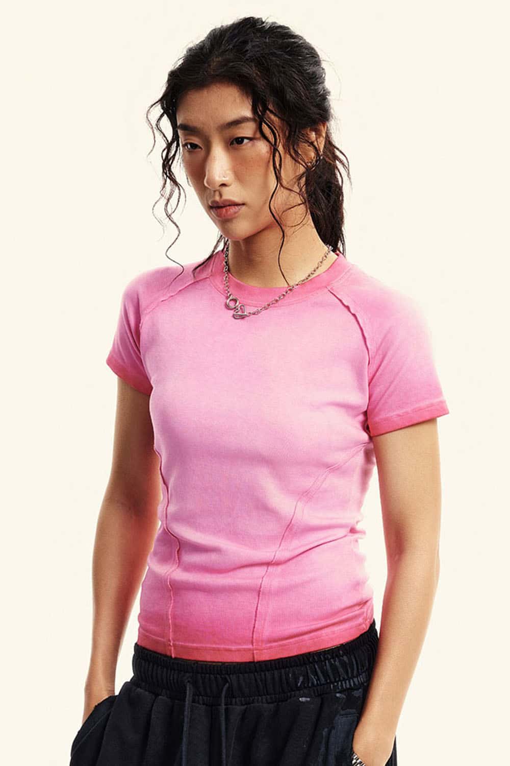 Women's Vintage Wash Gradient Short Sleeve T-Shirt