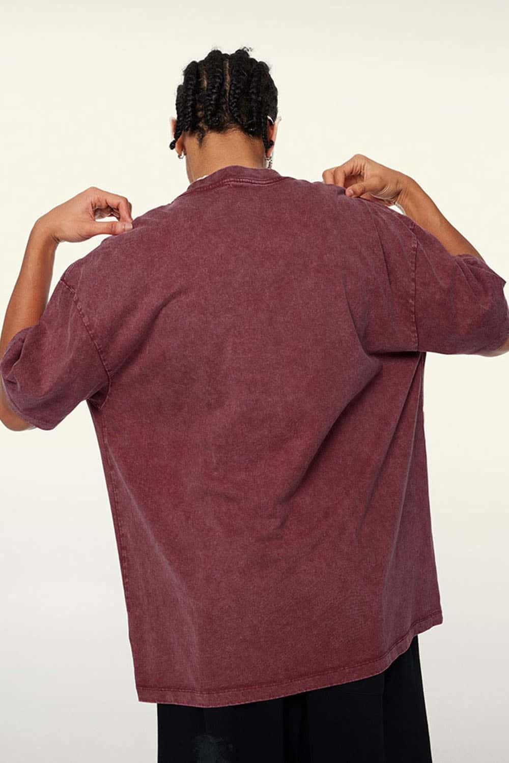 Men's Trendy Heavyweight Washed Short Sleeve T-Shirt with Small Collar