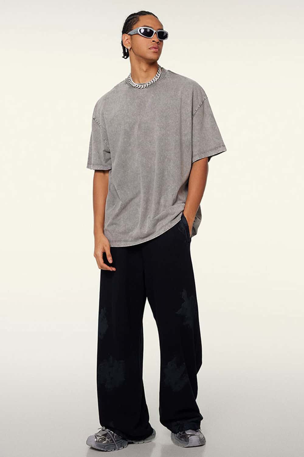Men's Trendy Heavyweight Washed Short Sleeve T-Shirt with Small Collar