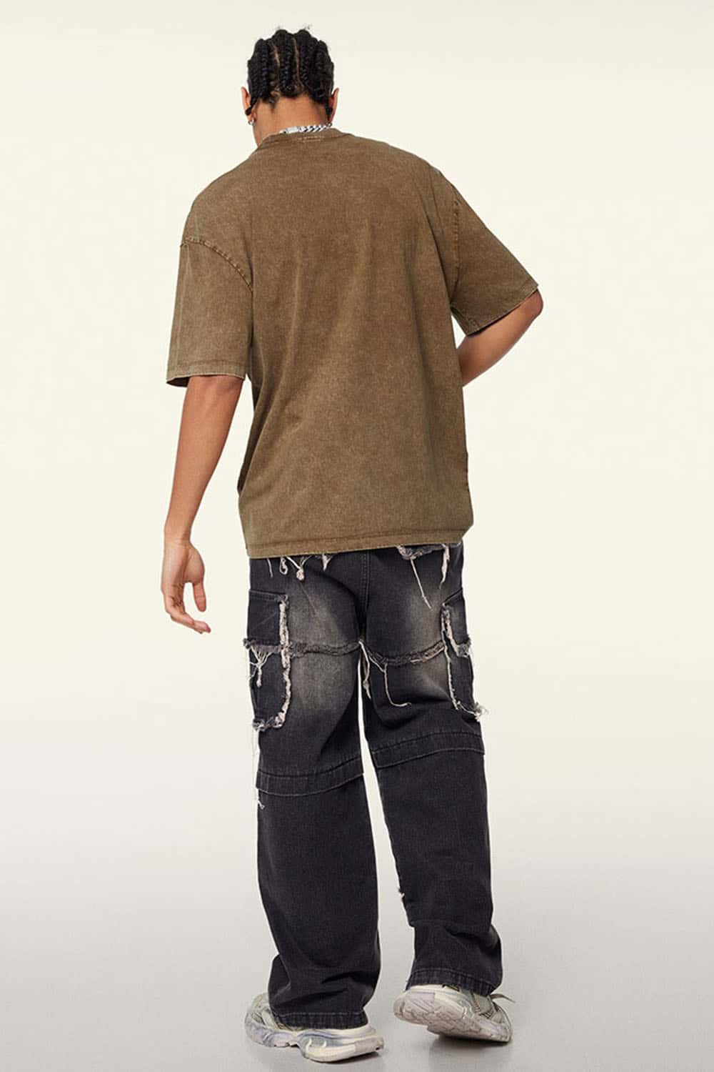 Men's Trendy Heavyweight Washed Short Sleeve T-Shirt with Small Collar