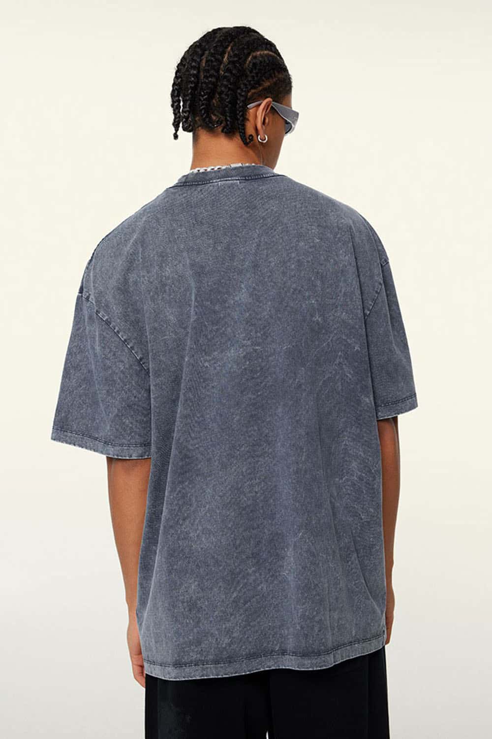 Men's Trendy Heavyweight Washed Short Sleeve T-Shirt with Small Collar