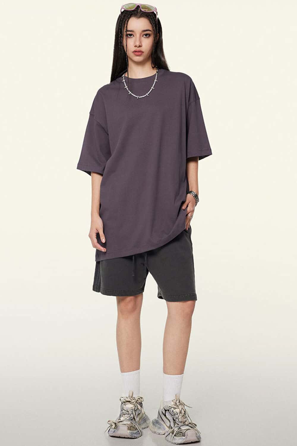 Heavyweight 345g Cotton Casual Oversized Short Sleeve T-Shirt