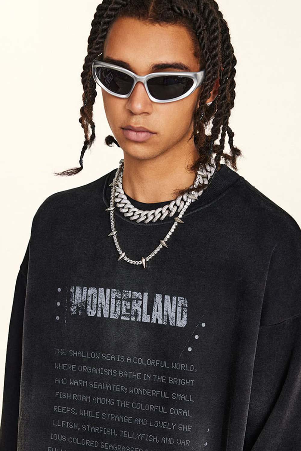 Distressed Vintage Letter Pullover Sweatshirt with Fleece Lining