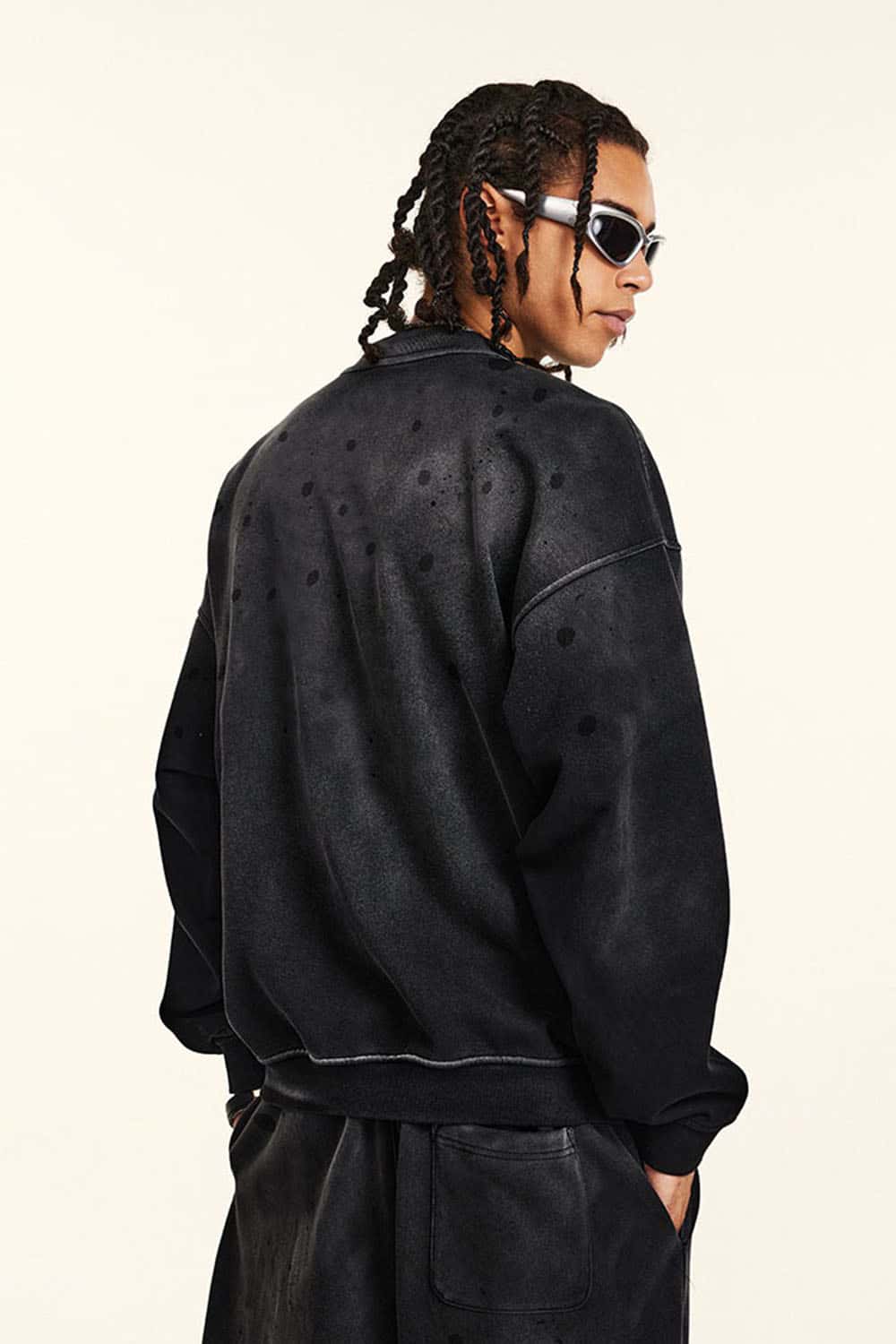 High Street Heavyweight Drop Shoulder Crewneck Sweatshirt with Fleece Lining