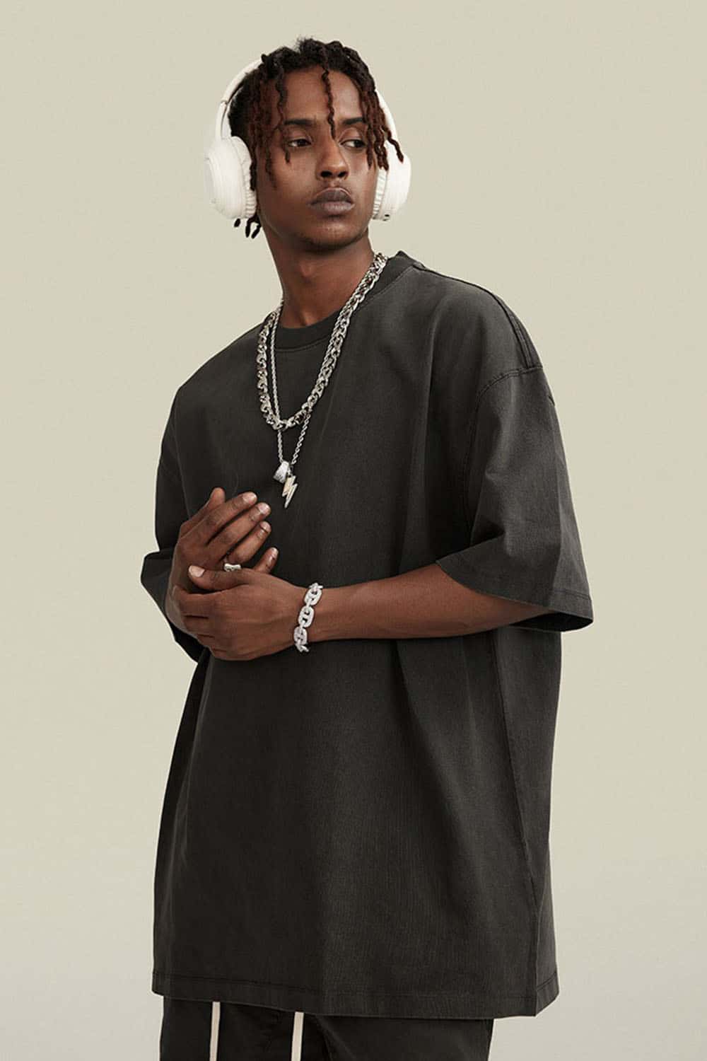 Unisex 270g Pure Cotton Washed Vintage Loose T-Shirt