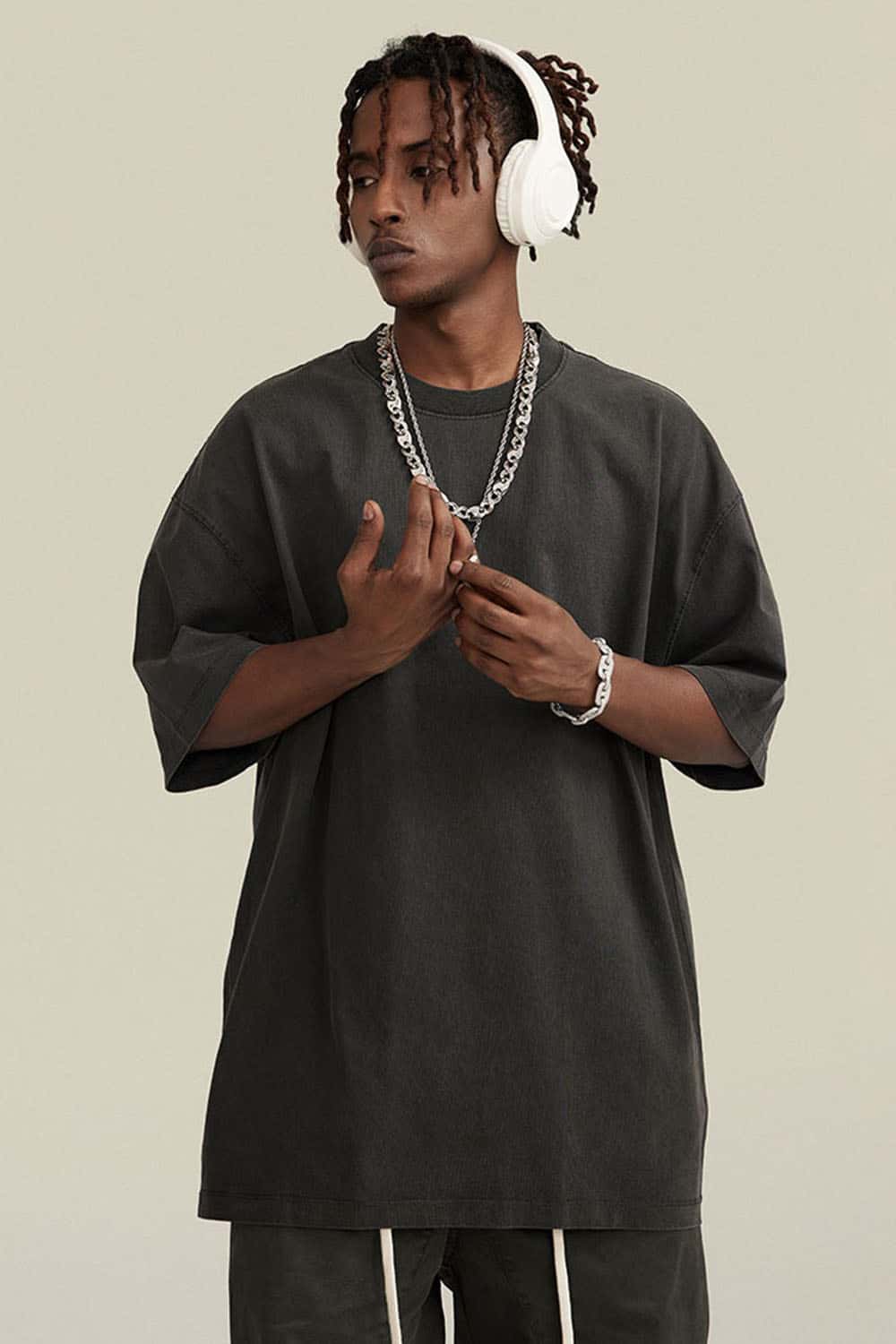 Unisex 270g Pure Cotton Washed Vintage Loose T-Shirt