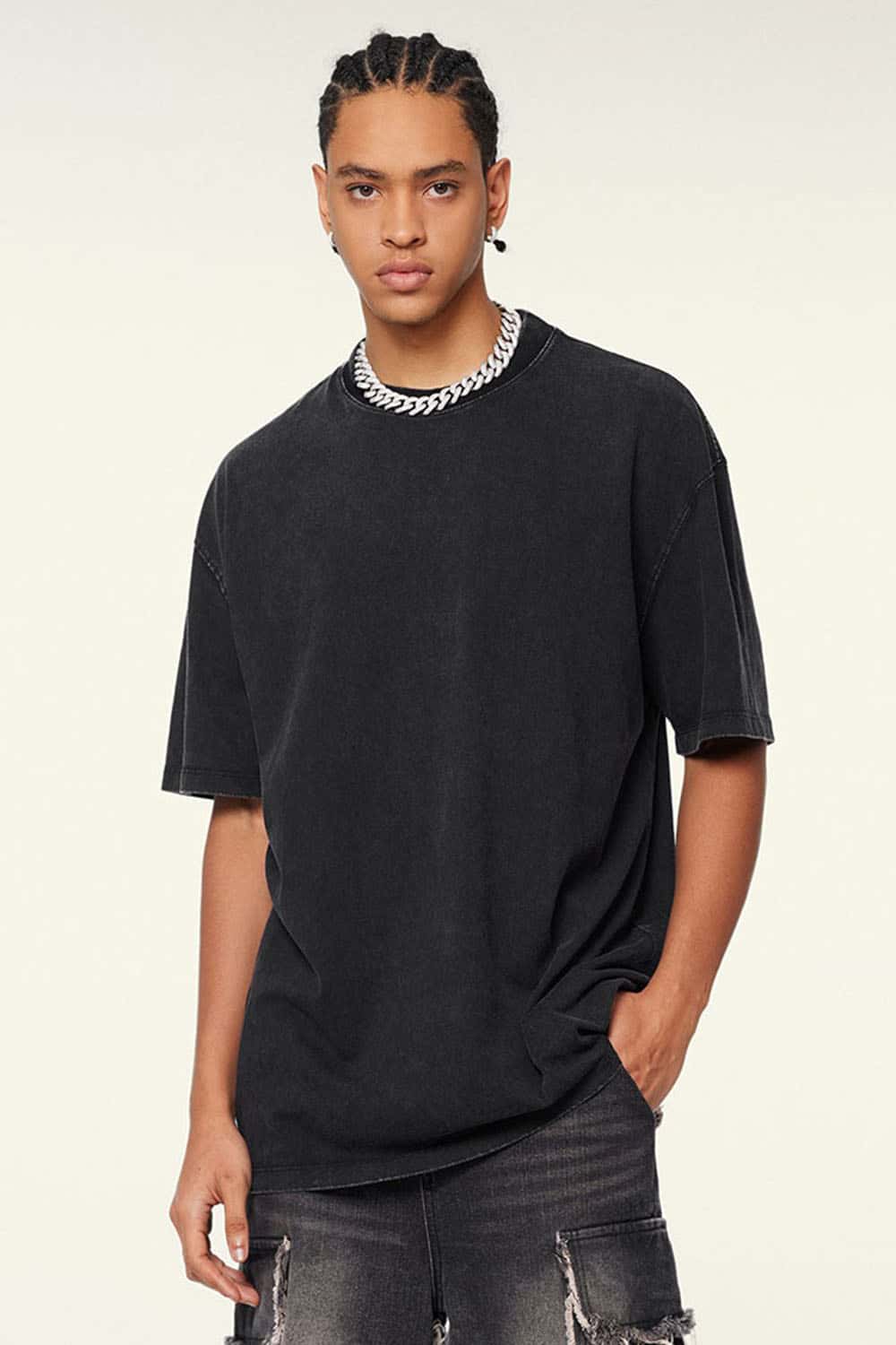 Unisex 270g Pure Cotton Washed Vintage Loose T-Shirt