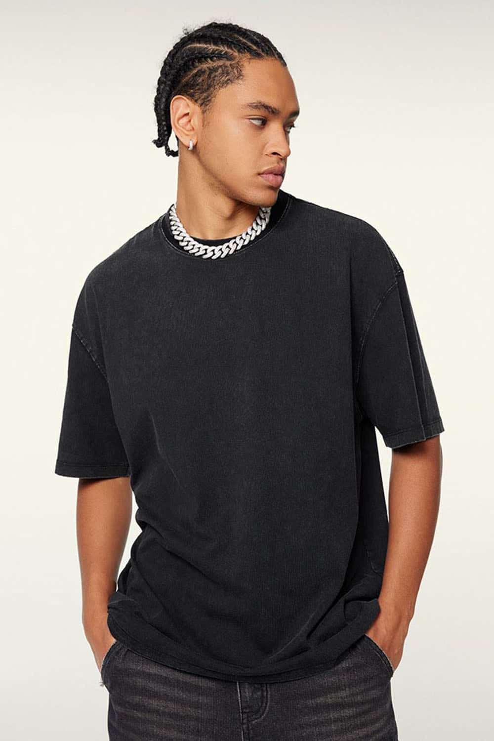 Unisex 270g Pure Cotton Washed Vintage Loose T-Shirt