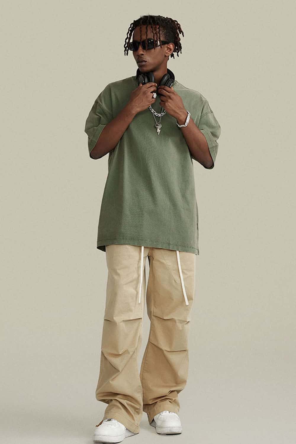 Unisex 270g Pure Cotton Washed Vintage Loose T-Shirt