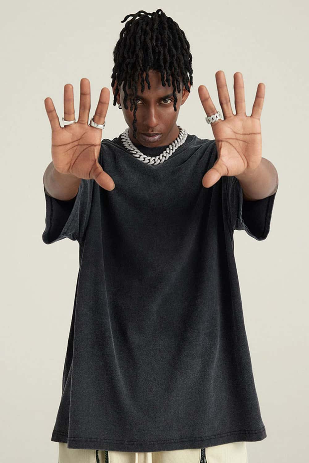 Streetwear Loose Gradient Cotton Crew Neck Washed Short Sleeve T-Shirt