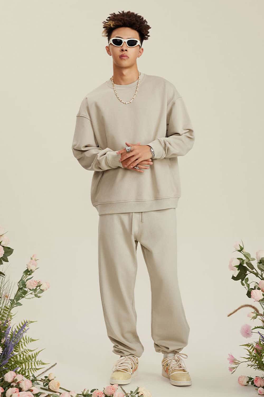 Women's Solid Heavyweight 440g Terry Loose Fit Crew Neck Sweatshirt