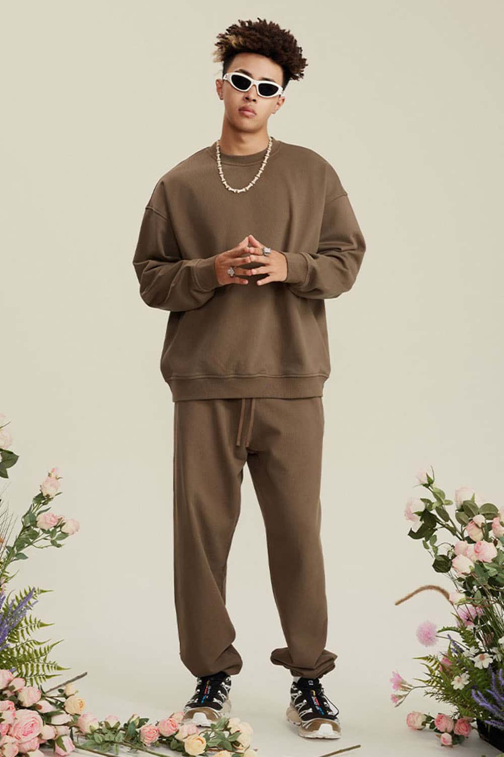 Women's Solid Heavyweight 440g Terry Loose Fit Crew Neck Sweatshirt