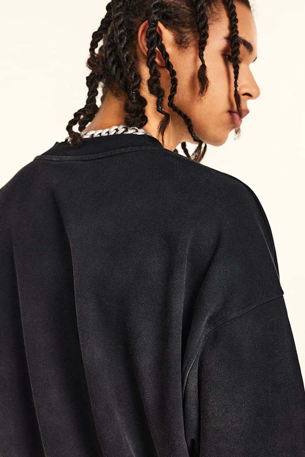 Men's Vintage Wax-Dyed Crew Neck Pullover Sweatshirt