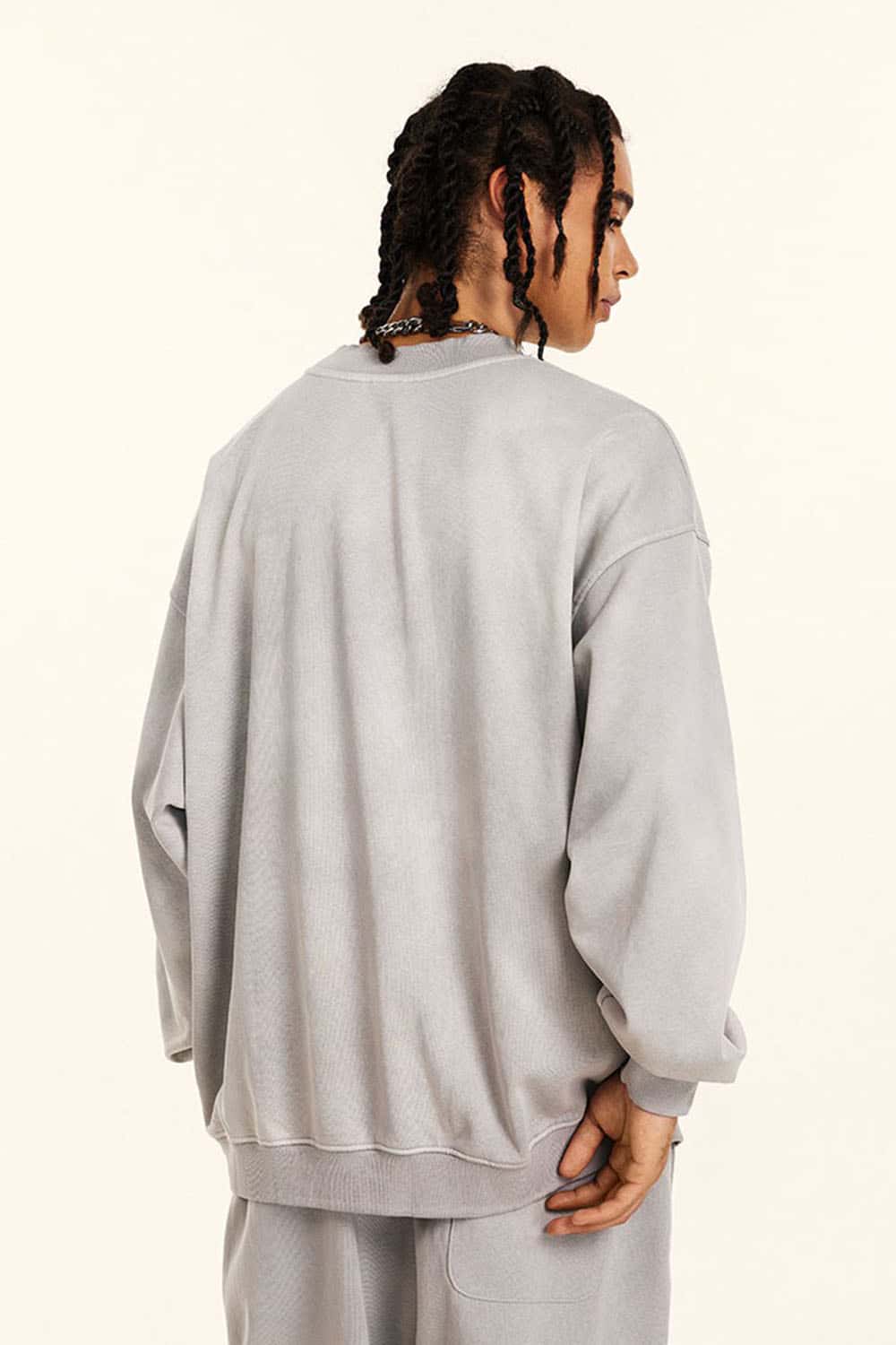 Men's Vintage Wax-Dyed Crew Neck Pullover Sweatshirt